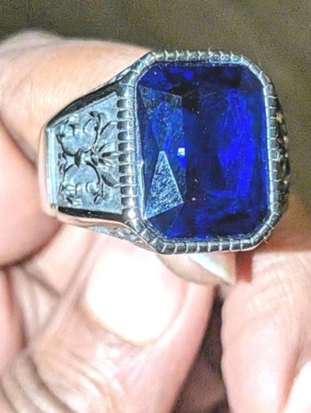 Retro Viking 5ct Lab Created Blue Sapphire Men's Ring 14k Silver Plated Sz 13